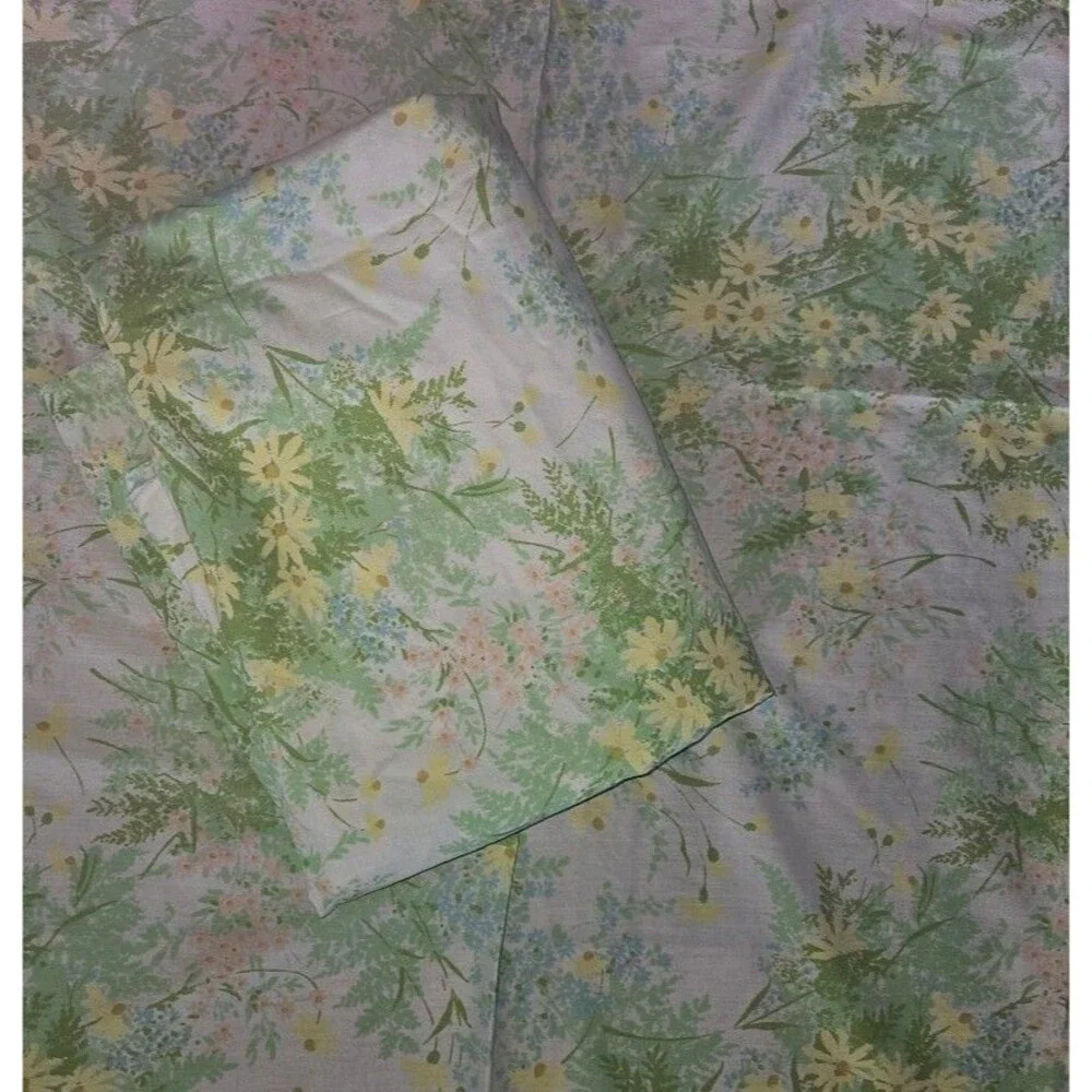 Set Of 2 Twin Bed Springmaid Wondercale Flat Sheets Bedding Vintage